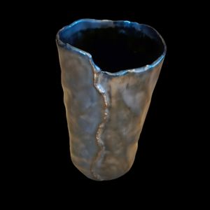 NWOT UCI Ikenobo Ikebana Ceramic Pottery Metallic Wrap Vase Japanese Design